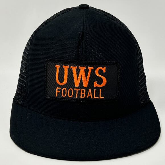 Vintage UWS Football Trucker Hat Cap Black 80s University of Wisconsin Superior - Picture 9 of 9